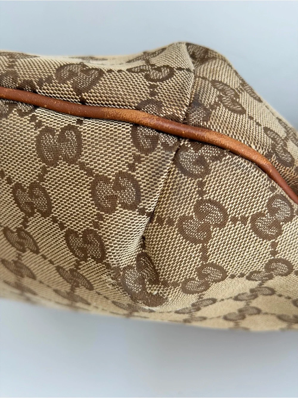 Authentic GUCCI GG Canvas Web Sherry Line Half Moon Crossbody bag
